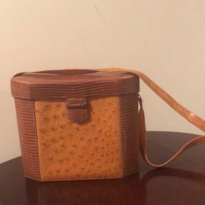 Luc Benoit Brown Ostrich and Alligator leather bag